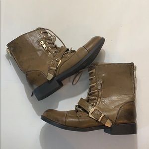 Rouge Helium Brown Combat Boots Size 7